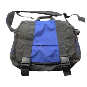 Vintage Trager Seattle Messenger Bbackpack Canvas Blue Black USA